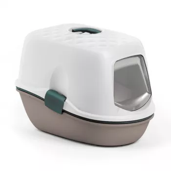 STEFANPLAST Furba Top Chic slēgtā kaķu tualetes kaste, balta/gaisi pelēka, 58,5x39,4x42,7 cm