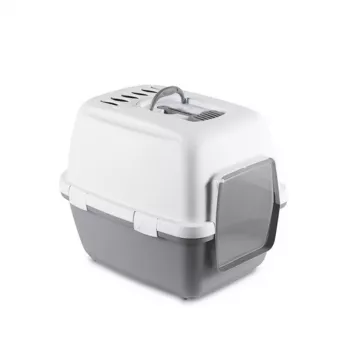 STEFANPLAST Cathy Comfort slēgtā kaķu tualetes kaste 58x45x48 cm balta/pelēka