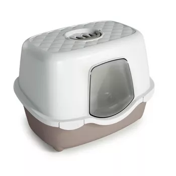 STEFANPLAST Tres Chic slēgta kaķu tualete ar filtru, 56x39x39 cm, balta/gaisi pelēka