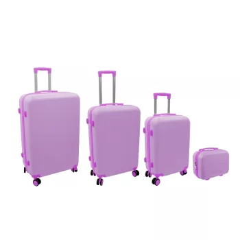 ORDINETT 4-daļīgs cieto koferu komplekts 98L/60L/43L/15L rozā