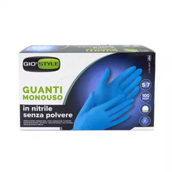 GIOSTYLE nitrila vienreizlietojamie cimdi, bez pulvera, zili, izmērs S, 100 gab., 24 cm garums, 0,05 mm biezs, bez lateksa, piemēroti pārtikas kontakta