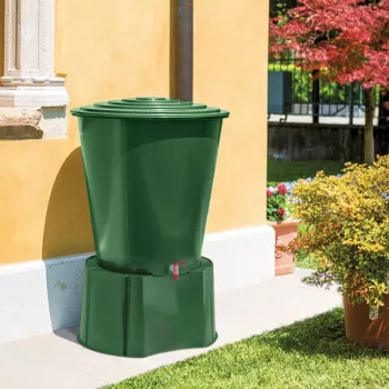 STEFANPLAST Lietus ūdens muca 210L ar vāku un krānu Ø76.5x84cm zaļa