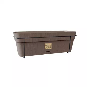 STEFANPLAST balkona komplekts ar automātisko laistīšanas sistēmu un metāla balstu 50x18x17cm, brūns