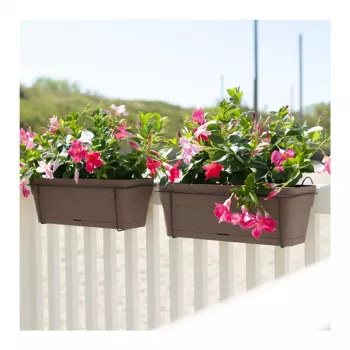 STEFANPLAST balkona komplekts ar automātisko laistīšanas sistēmu un metāla balstu 50x18x17cm, brūns