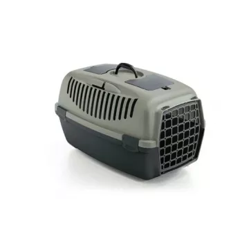 STEFANPLAST Gulliver 3 mājdzīvnieku pārvadāšanas būris ar plastmasas durvīm 61x40x38 cm, pelēks/zaļš