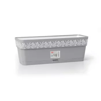 STEFANPLAST ziedu kaste ar paplāti Gaia 50x18x17 cm pelēka