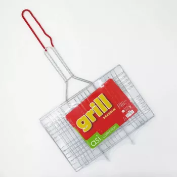 ASI COLLECTION bārbekjū grila režģis 34x22 cm, hromēts tērauds ar koka rokturiem