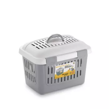 STEFANPLAST Transporta būris Midi Gulliver 45x33x33cm balts/pelēks