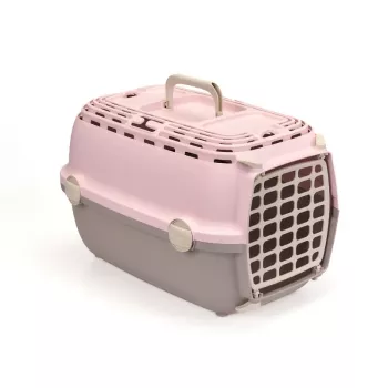 STEFANPLAST Horizon 1 transporta būris ar plastmasas durvīm 48x32x30cm rozā/pelēks