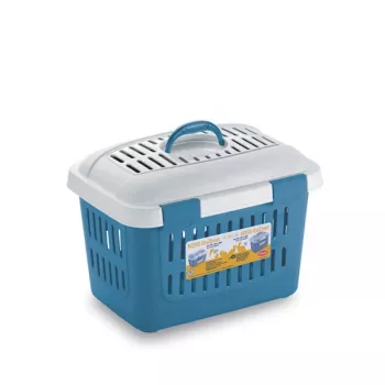 STEFANPLAST Transporta būris Midi Gulliver 45x33x33cm balts/zils