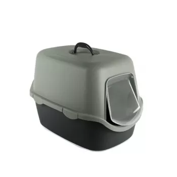 STEFANPLAST Cathy slēgta tipa kaķu tualete 56x40x40 cm, pelēka/zaļa