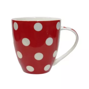 ASI COLLECTION krūze Dots 513 ml sarkana ar baltiem punktiem