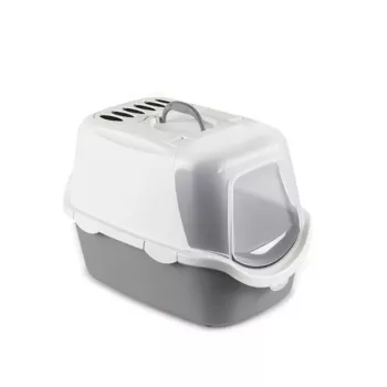 STEFANPLAST Cathy Easy Clean slēgta tipa kaķu tualete 56x40x40cm balta/pelēka