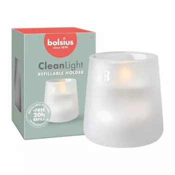 BOLSIUS Clean Light smaržīgā stikla svece Ø95x85mm bez aromāta