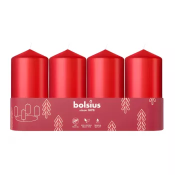 BOLSIUS sveces cilindrs 4 gab. Ø100x48 mm sarkanas