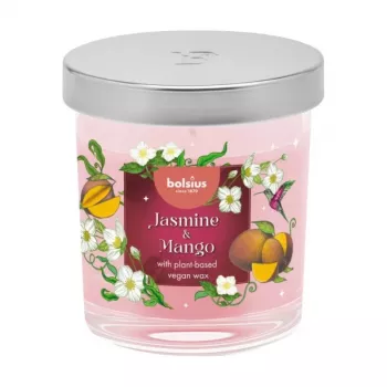 Bolsius Floral Fusion Jasmīna un Mango smaržīgā svece stikla traukā, 80x72 mm