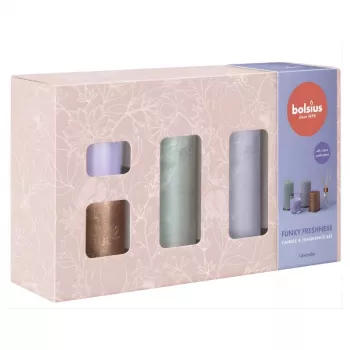 BOLSIUS Funky Freshness Lavender dāvanu komplekts - 5 daļu vannas un ķermeņa kopšanas kolekcija