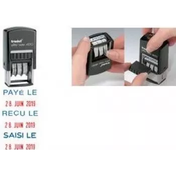 Trodat Printy Dater 4850L PAYÉ LE (FR) pašapmūža datuma zīmogs, franču valodā, 24 x 24 mm, melns 4850/L2