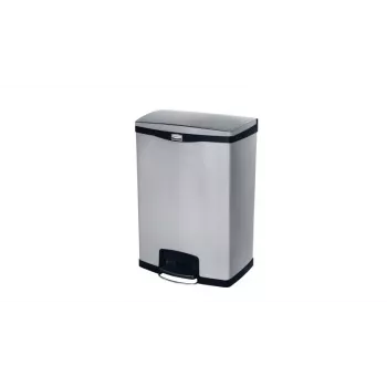 Rubbermaid Slim Jim 90L nerūsējošā tērauda atkritumu tvertne ar pedāli, sudraba/melna, priekšējais pedālis 1901999