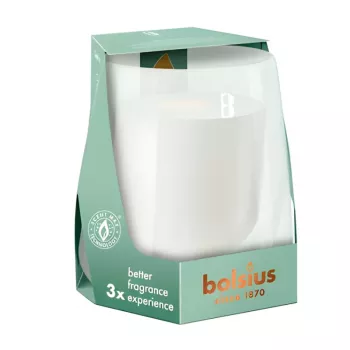 BOLSIUS Clean Light smaržīgā svece stikla traukā Vanilla & Tonka Bean Ø95x85mm