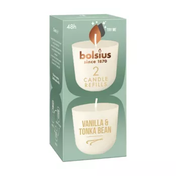 BOLSIUS Clean Light Uzpildes Sveces 2 gab. Vanilla & Tonka Bean