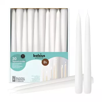 BOLSIUS Professional galda sveces baltas 250/24mm, 30 gab.