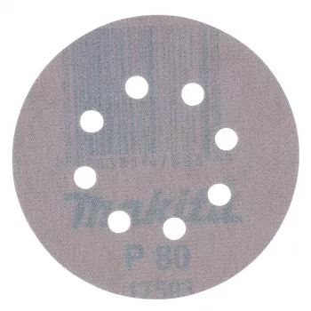 Makita D-65838 slīpēšanas diski 125mm P80 graudainība 10 gab. ar āķa un cilpas stiprinājumu, 8 caurumi