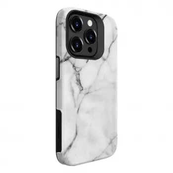 Evelatus Armor vāciņš Apple iPhone 15 Pro – TPU+PC hibrīds, marmora balts ar individuālu apdruku