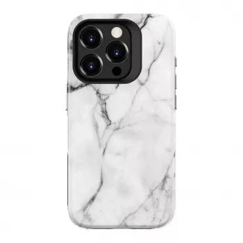 Evelatus Armor vāciņš Apple iPhone 15 Pro – TPU+PC hibrīds, marmora balts ar individuālu apdruku