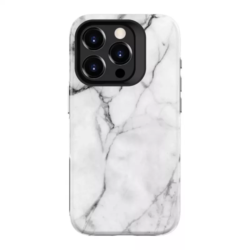 Evelatus Armor vāciņš Apple iPhone 15 Pro – TPU+PC hibrīds, marmora balts ar individuālu apdruku