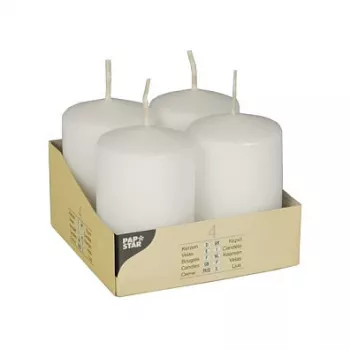 PAPSTAR pīlāra svece 8 cm balta