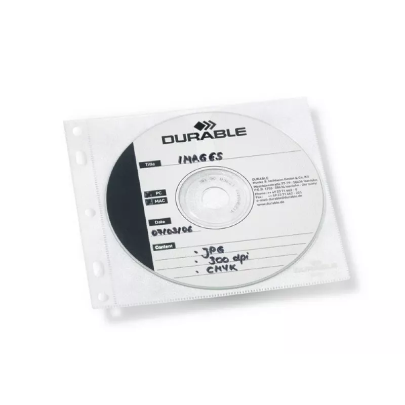 DURABLE 1er CD-/DVD-Hüllen Cover FILE abheftbar transparent, 10 St.