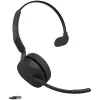 Jabra Evolve3 65 Mono Link 390a bezvadu Bluetooth austiņas ar USB-A adapteri - Microsoft Teams sertificētas, trokšņu slāpējošs mikrofons, 35h sarunu laiks