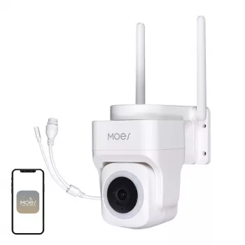 MOES WCM-B66 3MP āra Wi-Fi IP kamera ar AI cilvēku noteikšanu, pilnkrāsu nakts redzamību, Pan/Tilt, divvirzienu audio, IP66 laikapstākļu izturību