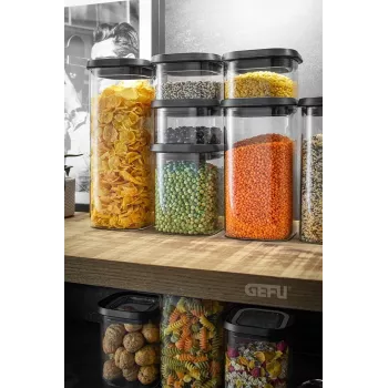 GEFU PANTRY Taisnstūra Konteiners 2,5 L Melns, Caurspīdīgs 1 gab.