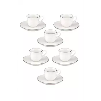 LA PORCELLANA BIANCA Teresa espreso krūzīšu komplekts ar apakštasītēm, 90 ml, porcelāns, balts, 12 gab.