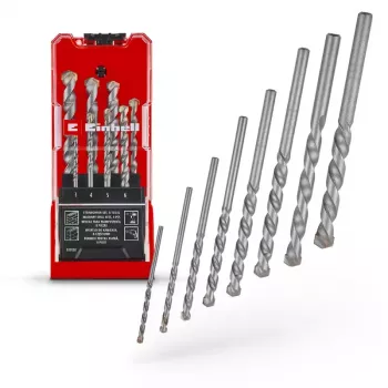 Einhell 38080 urbju komplekts mūrim, 8 gab., 3-10 mm, volframa karbīda uzgalis, oglekļa tērauds