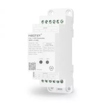 MiBoxer TW2 2-in-1 sliežu LED kontrolieris vienkrāsas un CCT LED lentēm, DC12/24V, WiFi + 2.4GHz RF
