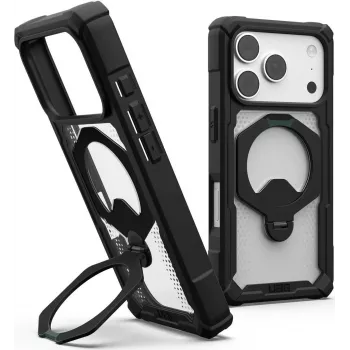 UAG Urban Armor Gear Plasma XTE 360 MagSafe maciņš ar statīvu Apple iPhone 18 Pro/17 Pro - melns/caurspīdīgs 11457311404G