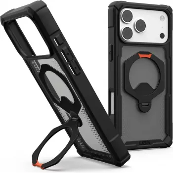 UAG Urban Armor Gear Plasma XTE 360 MagSafe vāciņš ar statīvu Apple iPhone 18 Pro Max/17 Pro Max - melns/oranžs/pelēks caurspīdīgs 114572114097