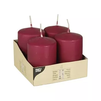 PAPSTAR Stumpenkerzen sveces 8 cm bordo (4 gab.)