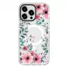 Evelatus Apple iPhone 15 Pro Max PC+TPU apvalks ar MagSafe - caurspīdīgs ar ziedu apdruku