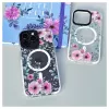 Evelatus Apple iPhone 15 Pro Max PC+TPU apvalks ar MagSafe - caurspīdīgs ar ziedu apdruku