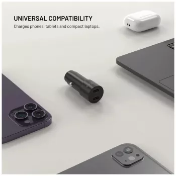 Fiksēts dual USB-C auto lādētājs 65W PD 3.0