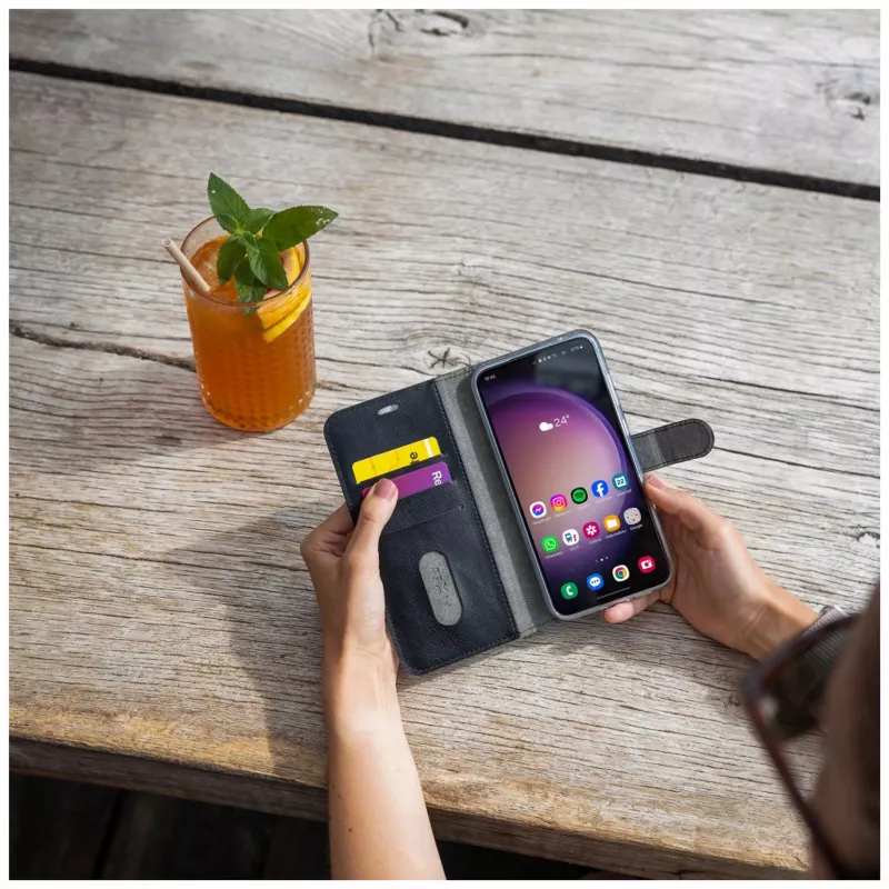 Fixed Opus grāmatveida futrālis Xiaomi Redmi Note 15 Pro 5G - āda, melns