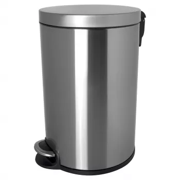 HELIT Classic atkritumu tvertne ar pedāli 20 L nerūsējošais tērauds sudraba Anti-Fingerprint apaļa ar izņemamu iekšējo spaini H2403600