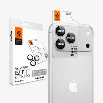 Spigen Optik Pro GLAS.tR EZ FIT kameras objektīva aizsargstikls 2 gab. iPhone 18 Pro / 18 Pro Max - sudraba