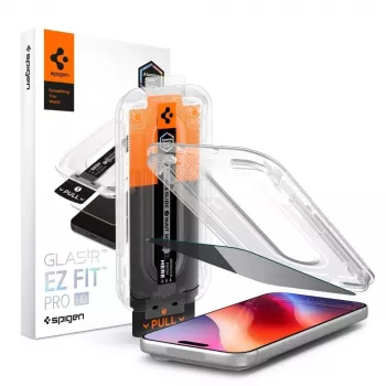 Spigen Glas.tR EZ Fit Pro HD Privacy rūdīta stikla ekrāna aizsargs iPhone 18 Pro