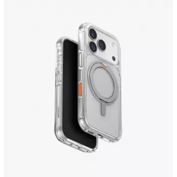 UNIQ Swivix iPhone 17 Pro vāciņš ar 360° rotējošu statīvu, caurspīdīgs