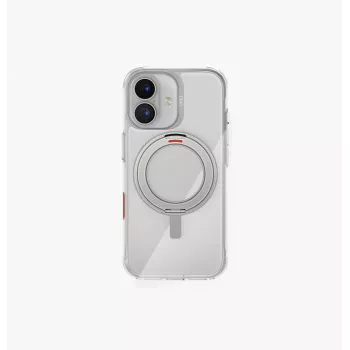 UNIQ Swivix iPhone 17 korpuss ar 360° rotējošu statīvu, caurspīdīgs